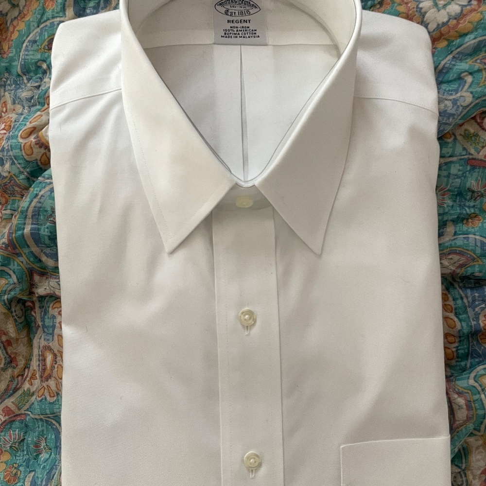 BNWT Brooks Brothers 16 32 White button down dress shirt REGENT fit